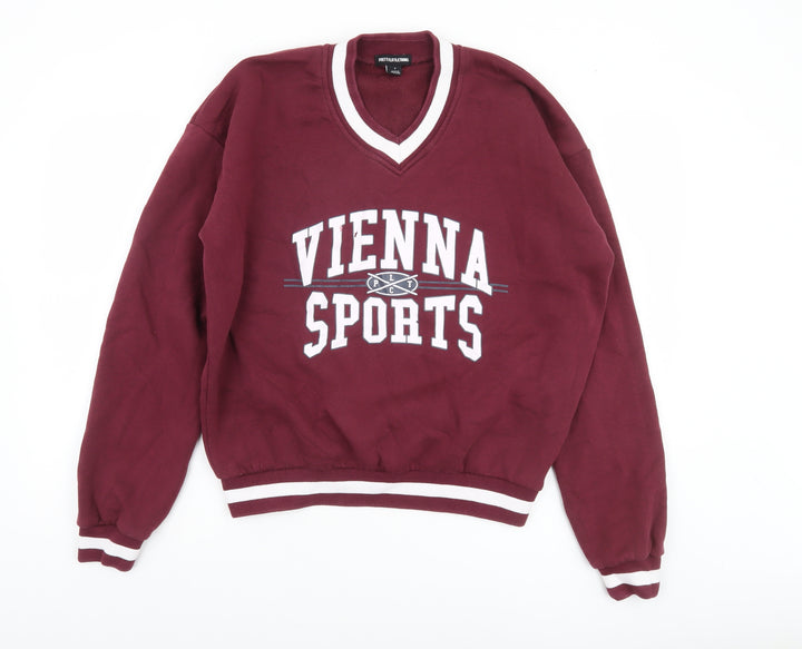 PrettyLittleThing Womens Burgundy Vienna Sports Sweatshirt Size S