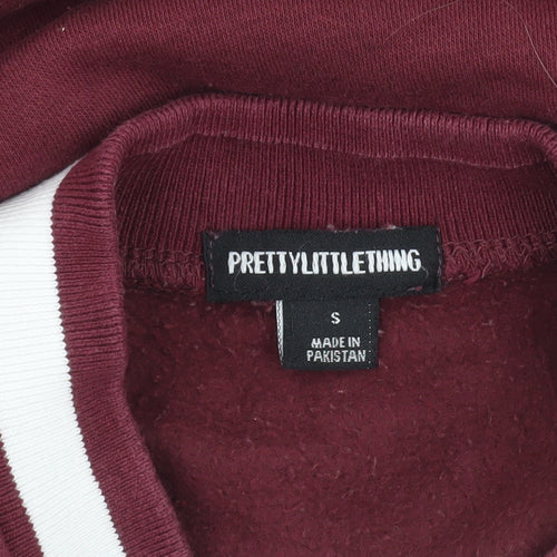 PrettyLittleThing Womens Burgundy Vienna Sports Sweatshirt Size S