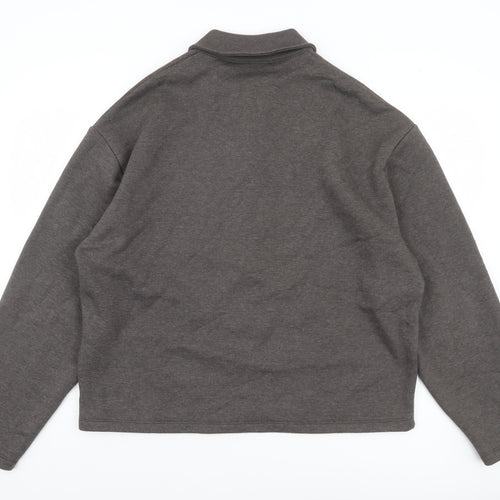 ASOS DESIGN Men's Brown Henley Fleece Sweatshirt XS Regular Fit