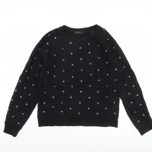 Diesel Women Black Star Studded Pullover Sweatshirt M