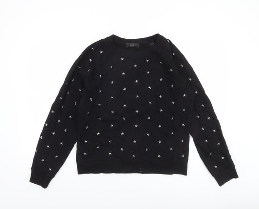 Diesel Women Black Star Studded Pullover Sweatshirt M