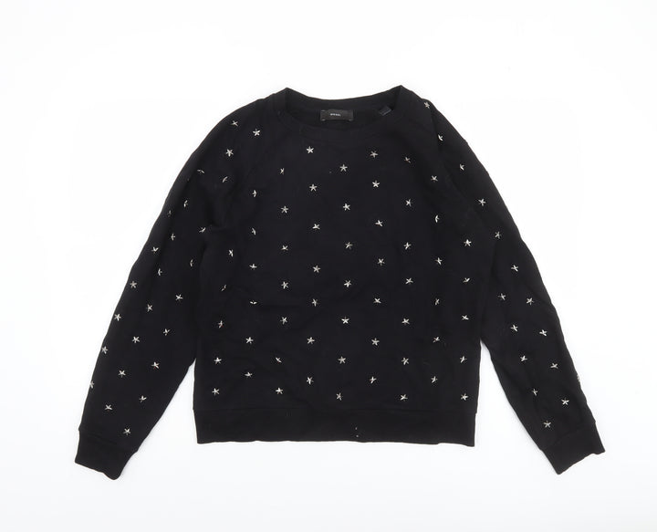 Diesel Women Black Star Studded Pullover Sweatshirt M