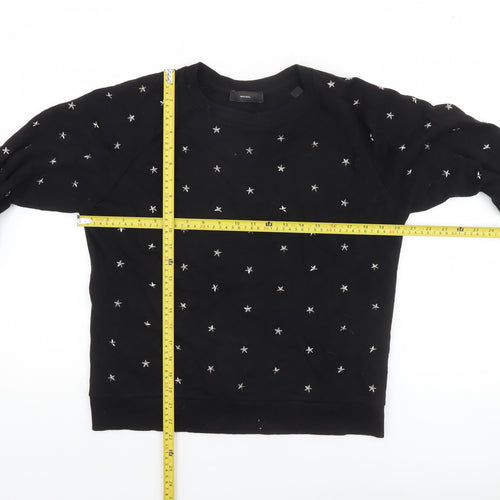 Diesel Women Black Star Studded Pullover Sweatshirt M