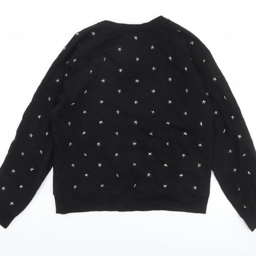 Diesel Women Black Star Studded Pullover Sweatshirt M
