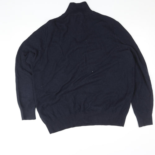 George Mens Navy Blue 2XL Cotton Pullover 1/4 Zip Sweatshirt