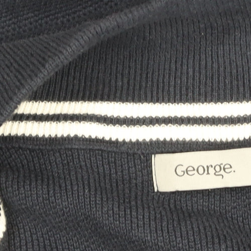 George Mens Navy Blue 2XL Cotton Pullover 1/4 Zip Sweatshirt