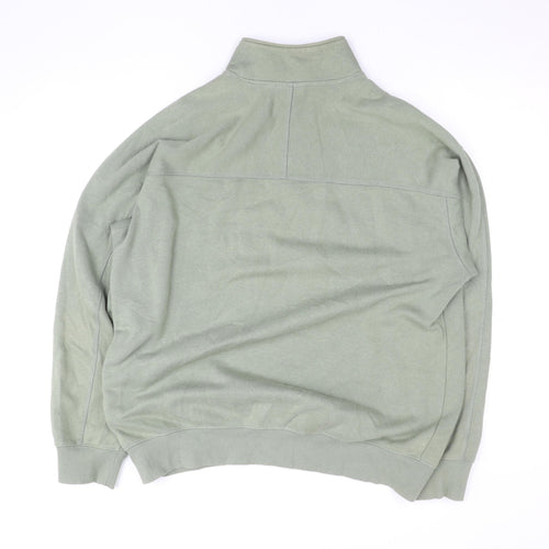 H&M Men's Green Relaxed Fit 1/2 Zip Fleece Sweatshirt L