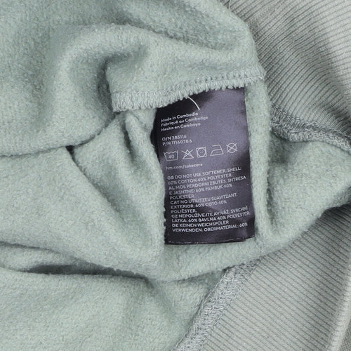 H&M Men's Green Relaxed Fit 1/2 Zip Fleece Sweatshirt L