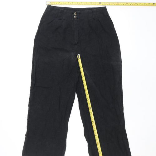 Glassons Women’s Black Linen Blend Cropped Wide-Leg Trousers Size 6