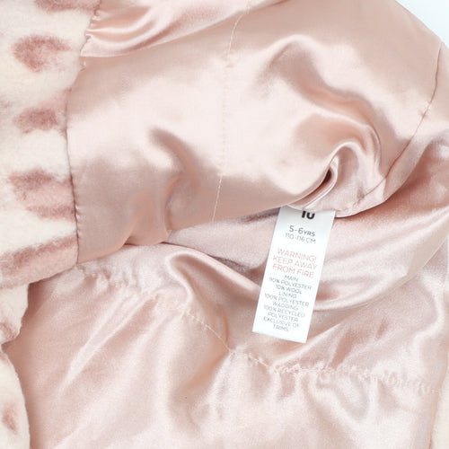 Tu Girls Pink Animal Print Mid-Length Button Coat Age 5-6 Years