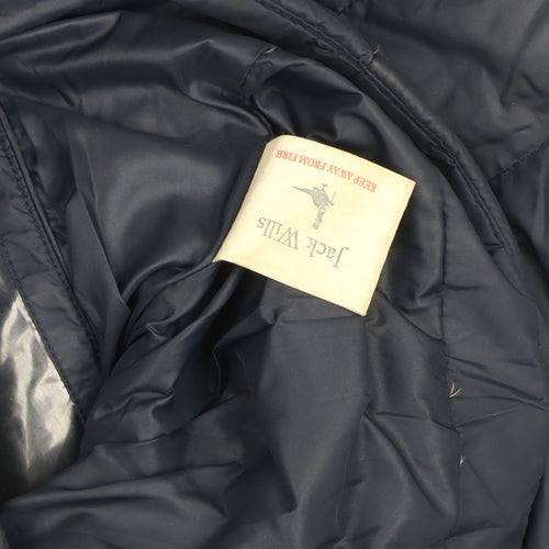 Jack Wills Girls Blue Hooded Puffer Jacket Coat UK 6 Faux Fur Trim Winter
