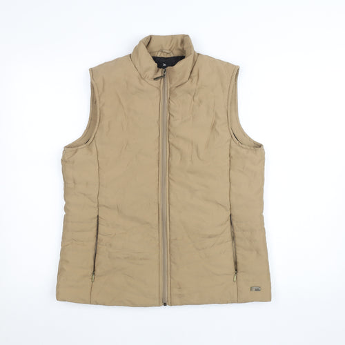 TIGI Womens Beige Cotton Blend Quilted Zip Waistcoat Bodywarmer Size 10
