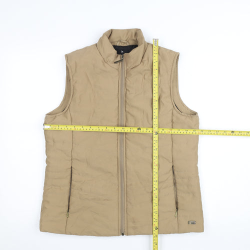 TIGI Womens Beige Cotton Blend Quilted Zip Waistcoat Bodywarmer Size 10