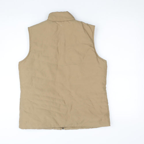 TIGI Womens Beige Cotton Blend Quilted Zip Waistcoat Bodywarmer Size 10