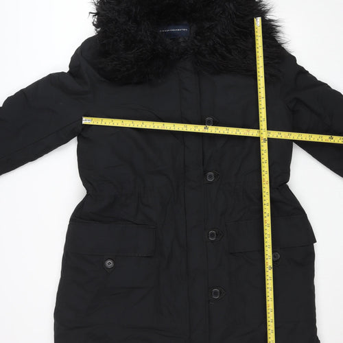 French Connection Women's Black M Parka Coat Faux Fur Hooded Winter Jacket