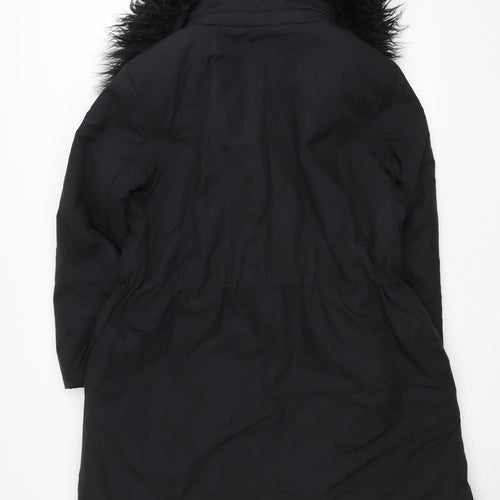French Connection Women's Black M Parka Coat Faux Fur Hooded Winter Jacket