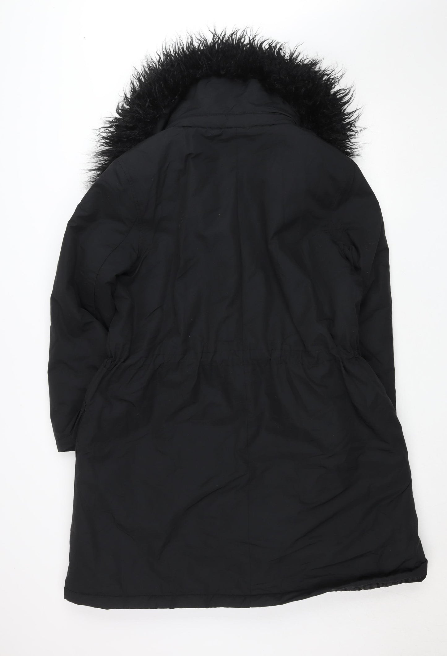 French Connection Women's Black M Parka Coat Faux Fur Hooded Winter Jacket