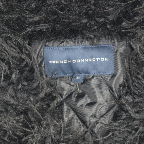 French Connection Women's Black M Parka Coat Faux Fur Hooded Winter Jacket