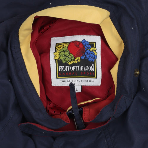 Fruit of the Loom Men's Blue L Windbreaker Jacket Casual Sport