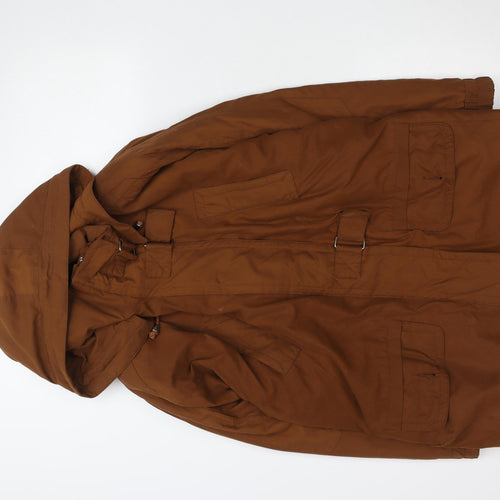 Alexon Women Brown L Parka Coat Hooded Belted Long Jacket