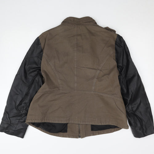 George Women's Brown & Black Biker Jacket UK 22 Faux Leather Sleeves