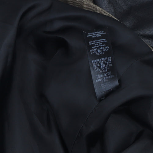 George Women's Brown & Black Biker Jacket UK 22 Faux Leather Sleeves