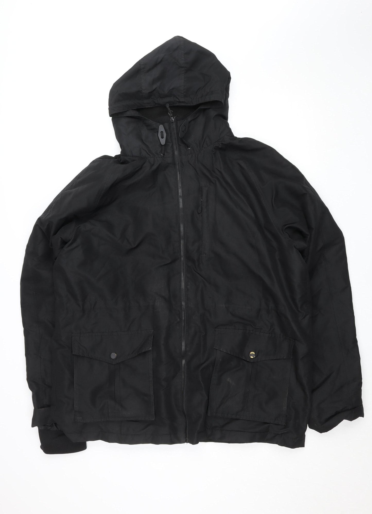 Greenwoods Men's Black XL Hooded Casual Jacket with Pockets