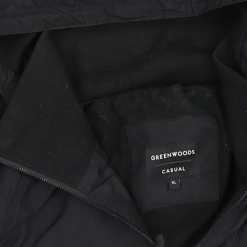 Greenwoods Men's Black XL Hooded Casual Jacket with Pockets