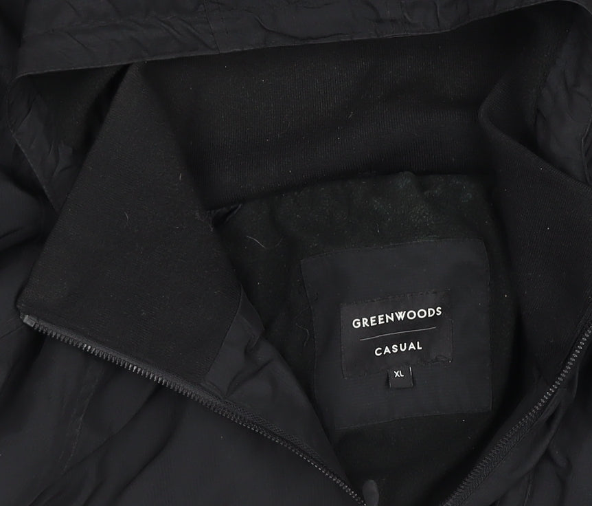 Greenwoods Men's Black XL Hooded Casual Jacket with Pockets