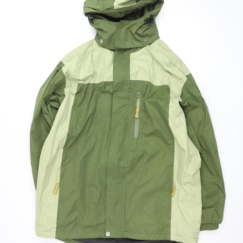 Outdoor Scene Girls Green Hooded Windbreaker Jacket Size L Water Resistant