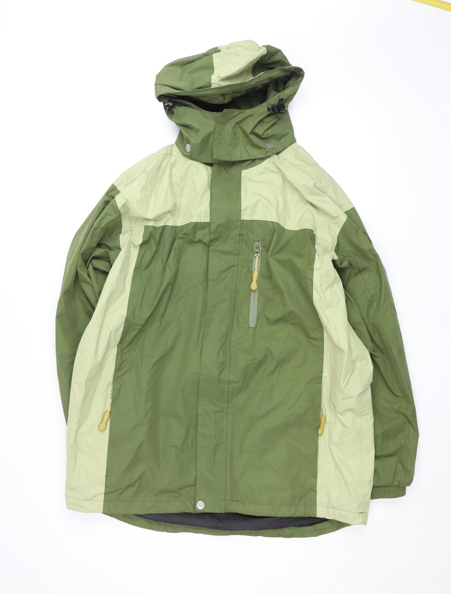 Outdoor Scene Girls Green Hooded Windbreaker Jacket Size L Water Resistant