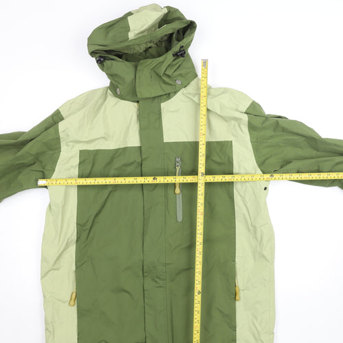 Outdoor Scene Girls Green Hooded Windbreaker Jacket Size L Water Resistant