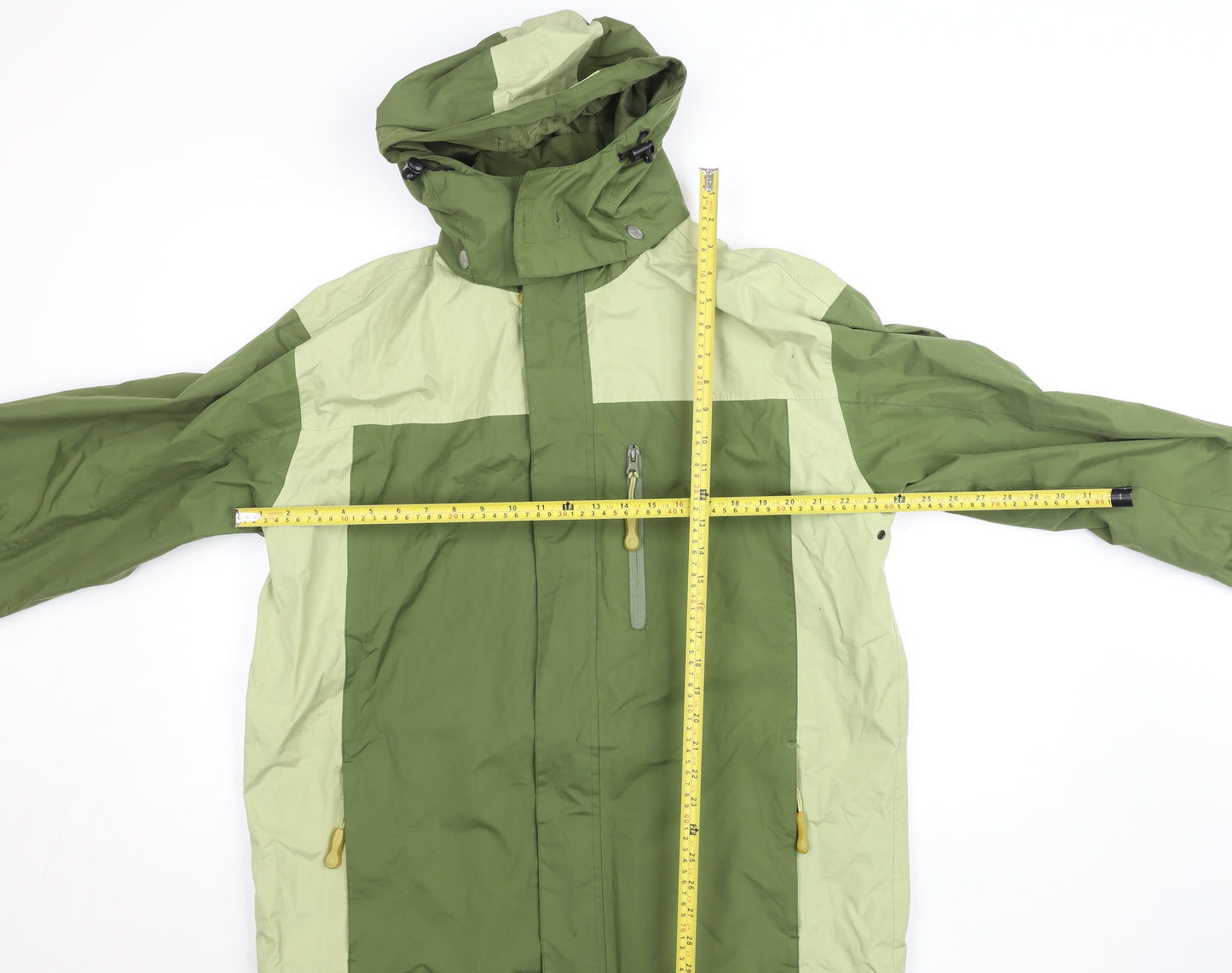 Outdoor Scene Girls Green Hooded Windbreaker Jacket Size L Water Resistant