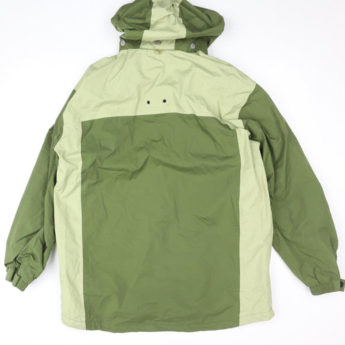 Outdoor Scene Girls Green Hooded Windbreaker Jacket Size L Water Resistant