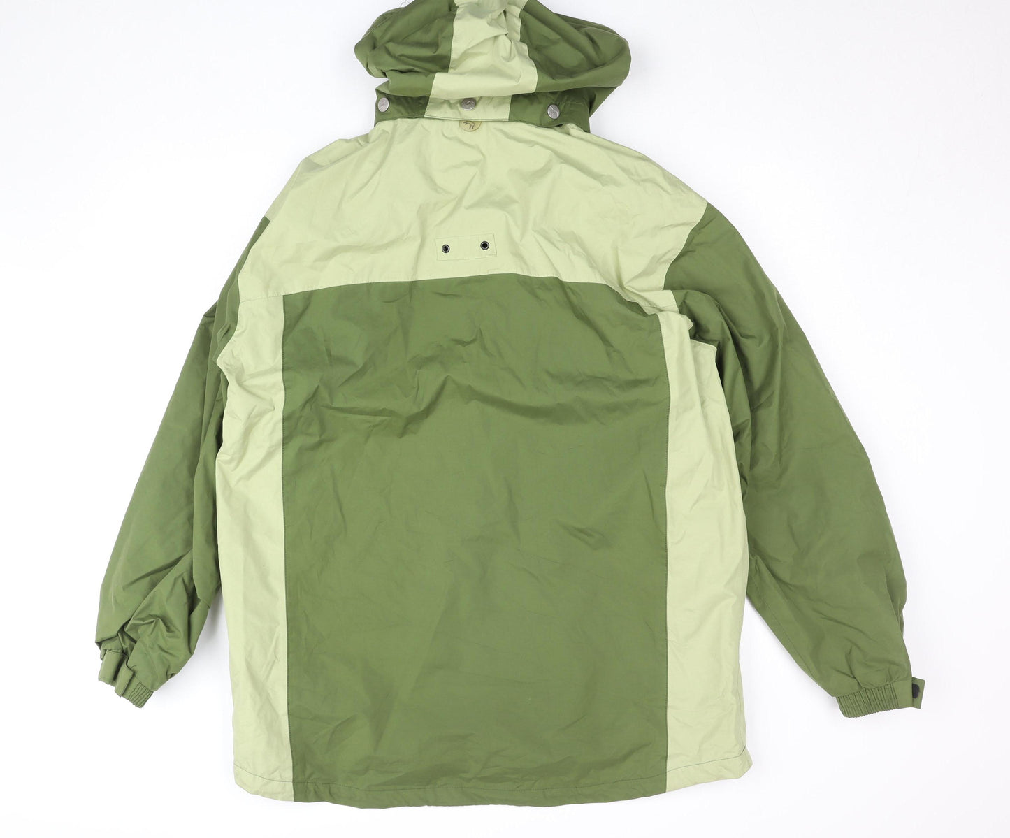 Outdoor Scene Girls Green Hooded Windbreaker Jacket Size L Water Resistant