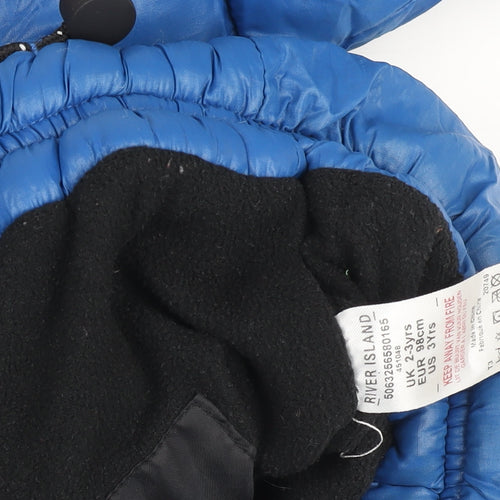 River Island Boys Blue Hooded Puffer Jacket 2-3 Years Winter Coat