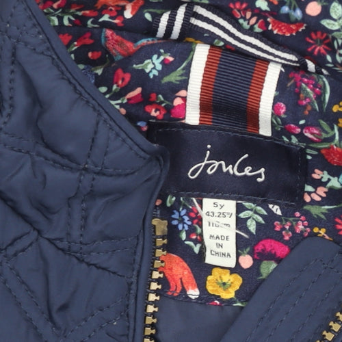 Joules Girls Blue Quilted Waistcoat 5 Years Lightweight Padded Gilet