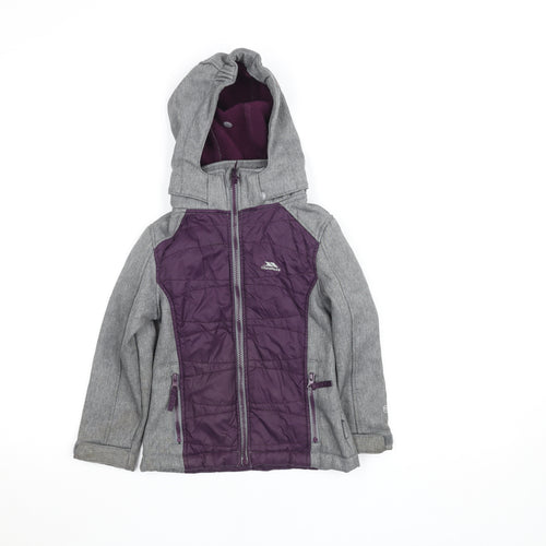 Trespass Girls Purple Softshell Hooded Jacket 3-4 Years Wind Resistant