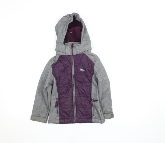 Trespass Girls Purple Softshell Hooded Jacket 3-4 Years Wind Resistant