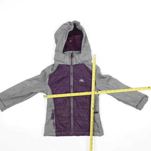 Trespass Girls Purple Softshell Hooded Jacket 3-4 Years Wind Resistant