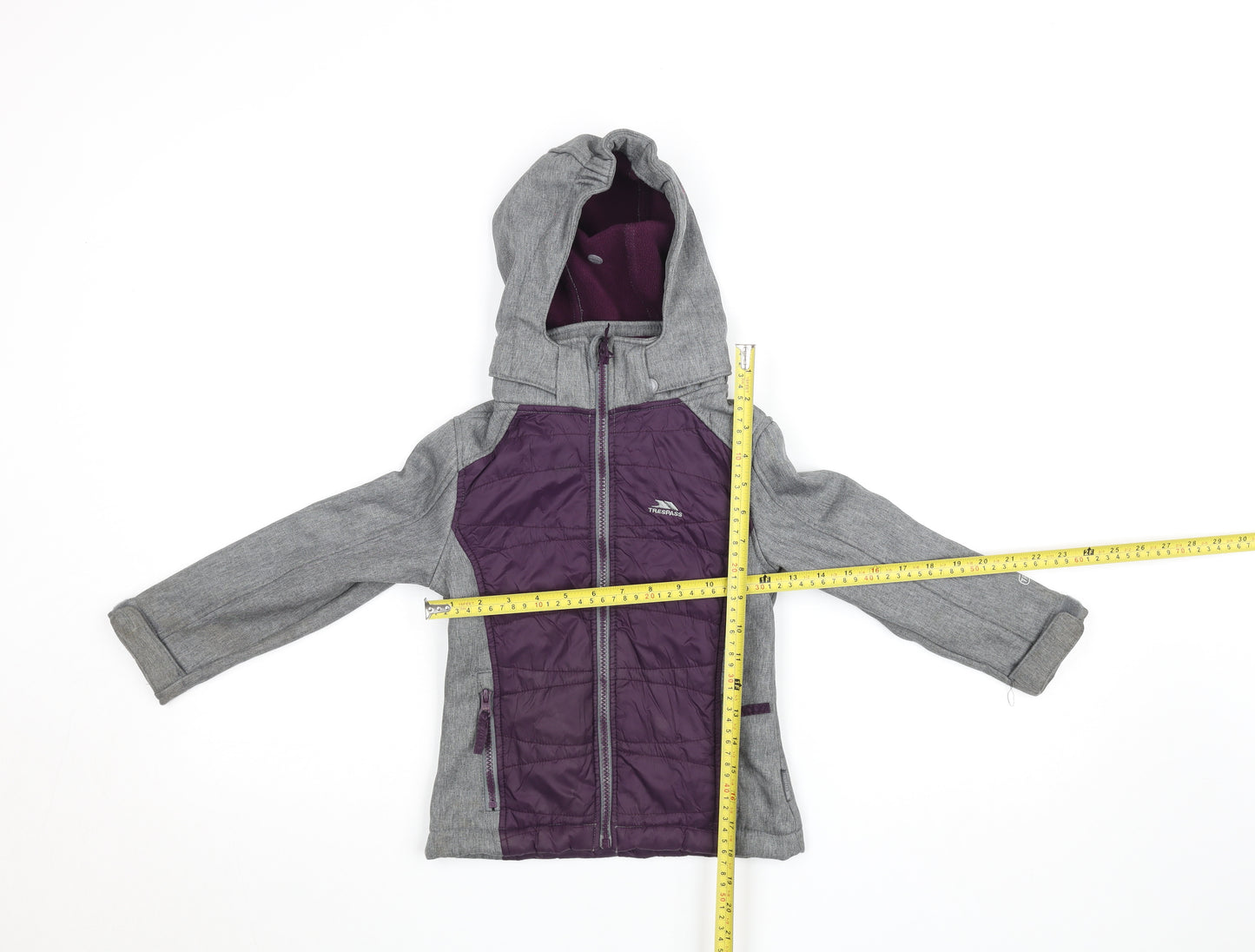 Trespass Girls Purple Softshell Hooded Jacket 3-4 Years Wind Resistant