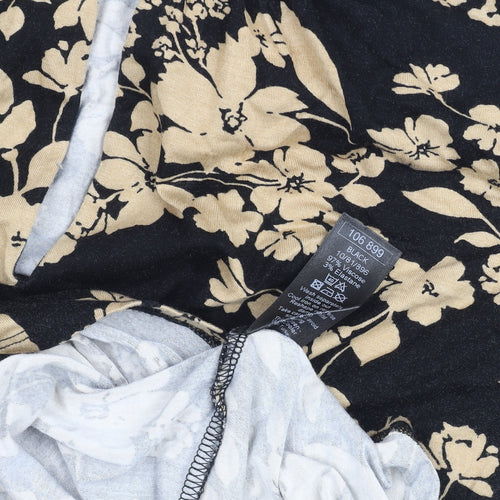 M&Co Women's Black Floral Long Sleeve Tunic Top Size 14