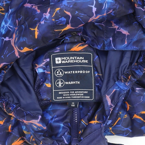 Mountain Warehouse Girls Blue Waterproof Hooded Rain Coat 13 Years