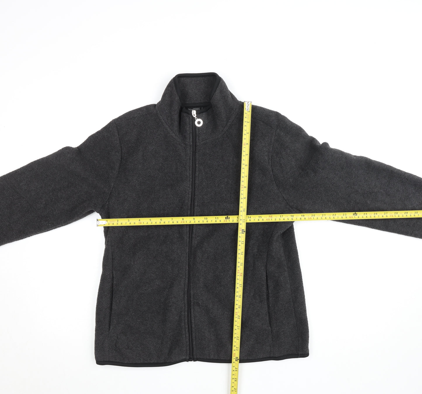 E Studio Womens Grey Fleece Full Zip Jacket Size L
