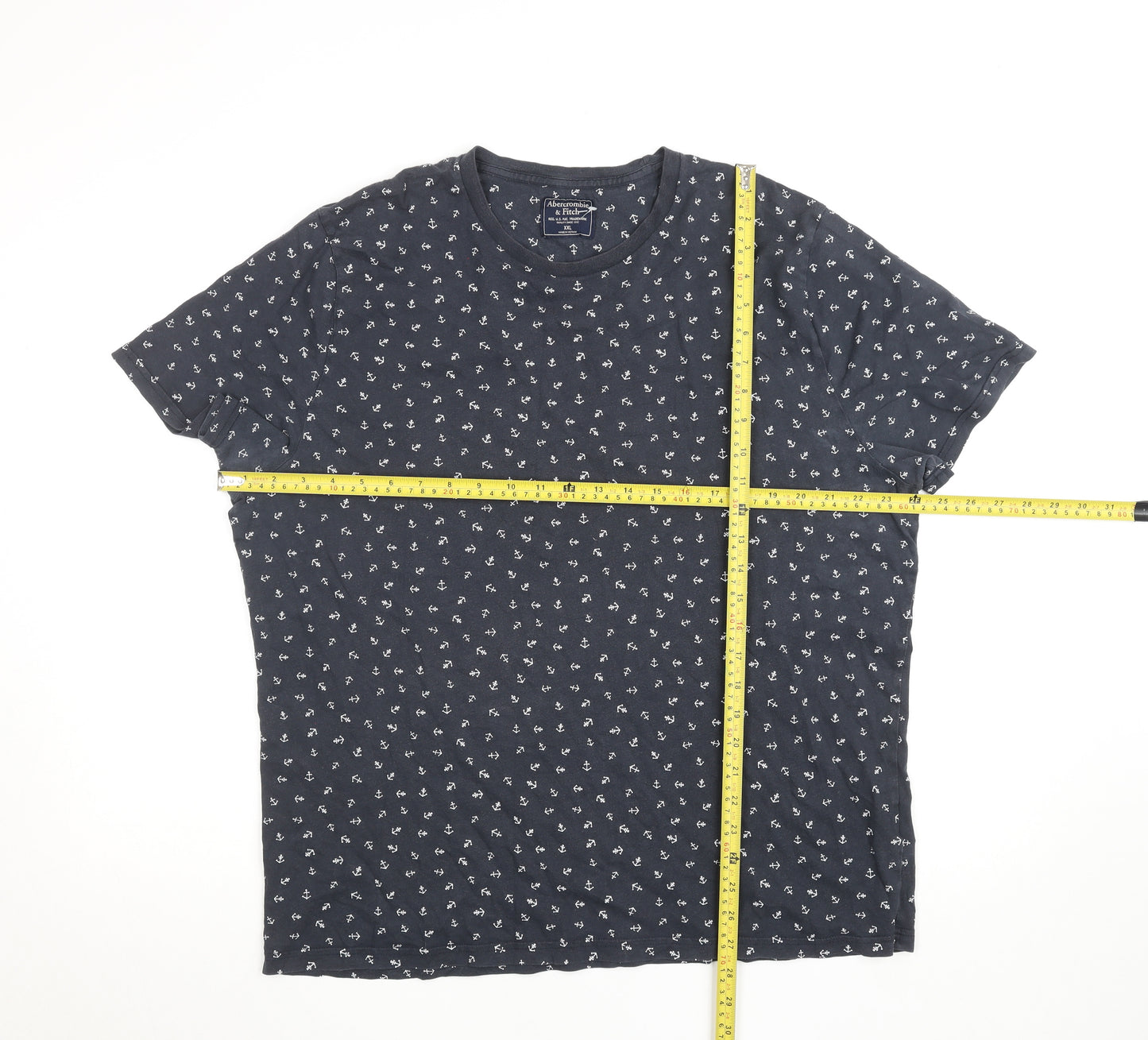 Abercrombie & Fitch Men’s Blue Nautical Anchor Print Crew Neck T-Shirt XXL