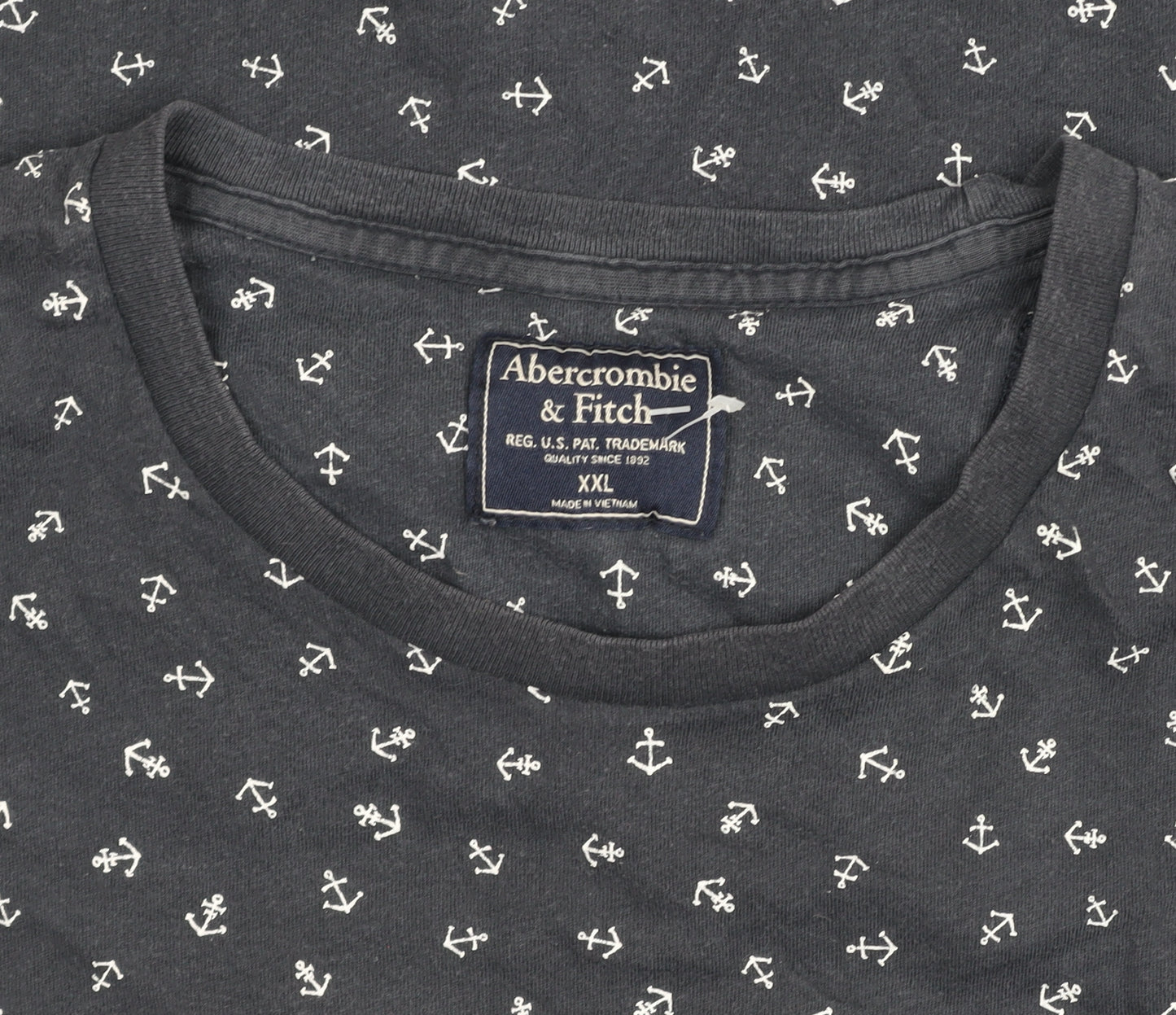 Abercrombie & Fitch Men’s Blue Nautical Anchor Print Crew Neck T-Shirt XXL