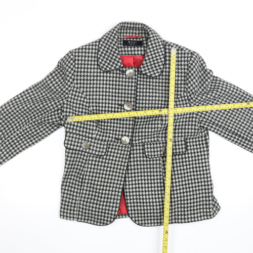 W Collection Women’s Black Houndstooth Wool Blazer Jacket Size 16