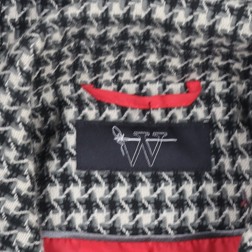 W Collection Women’s Black Houndstooth Wool Blazer Jacket Size 16
