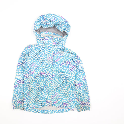 The North Face Girls Blue Waterproof Hooded Rain Coat Jacket 7-8 Years