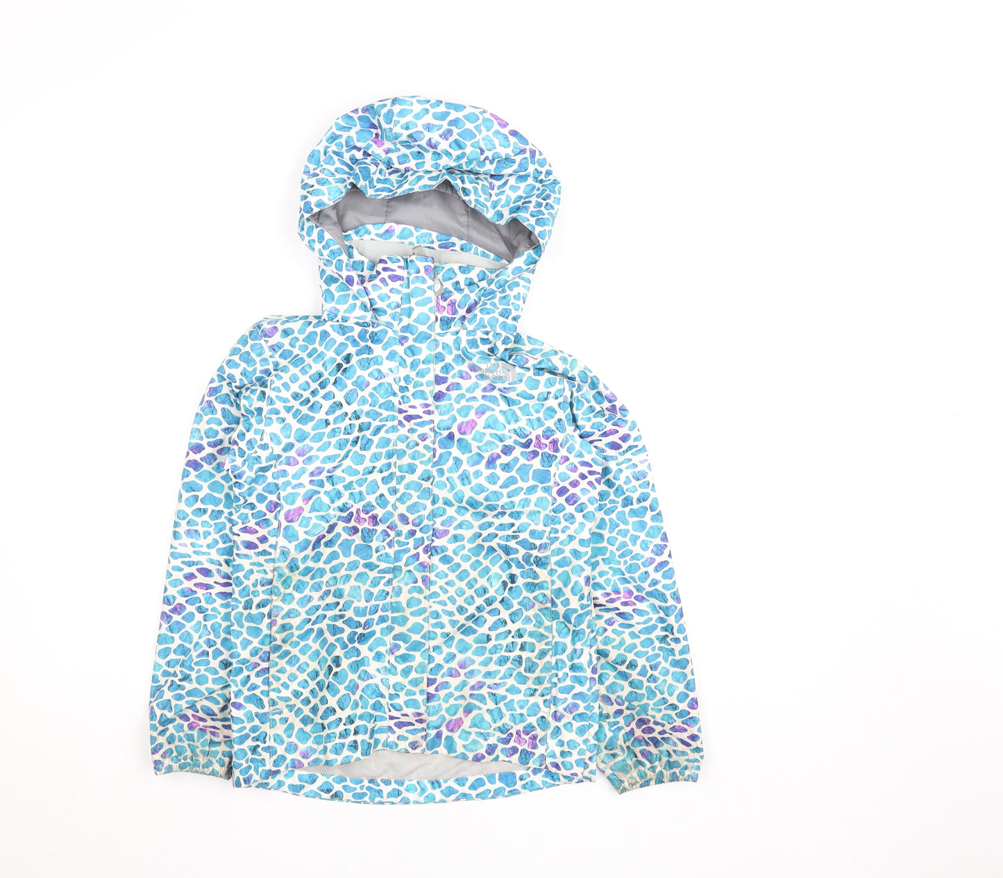 The North Face Girls Blue Waterproof Hooded Rain Coat Jacket 7-8 Years